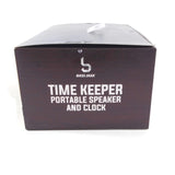 Time Keeper Portable Digital Alarm Clock &  Speaker Dark Brown Wood Grain Design