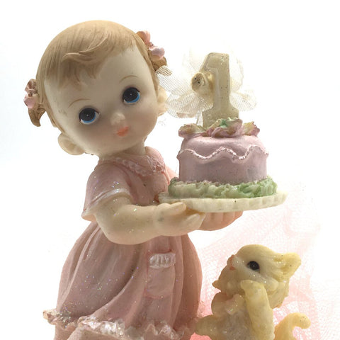 Precious Moments Figurine “Growing In Grace Age 1" Birthday Girl holding a Cake