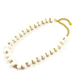 Vintage Handmade White & Gold Color Stones Beads Necklace Women's Jewelry