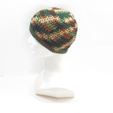 Wool Hat Unisex Handmade Knit Winter Warm Beanie Cap Gift Her  & Him Green/Brown