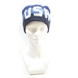 Unisex Handmade 100% Wool Knit Winter Warm USA Beanie Hat Blue/Gray