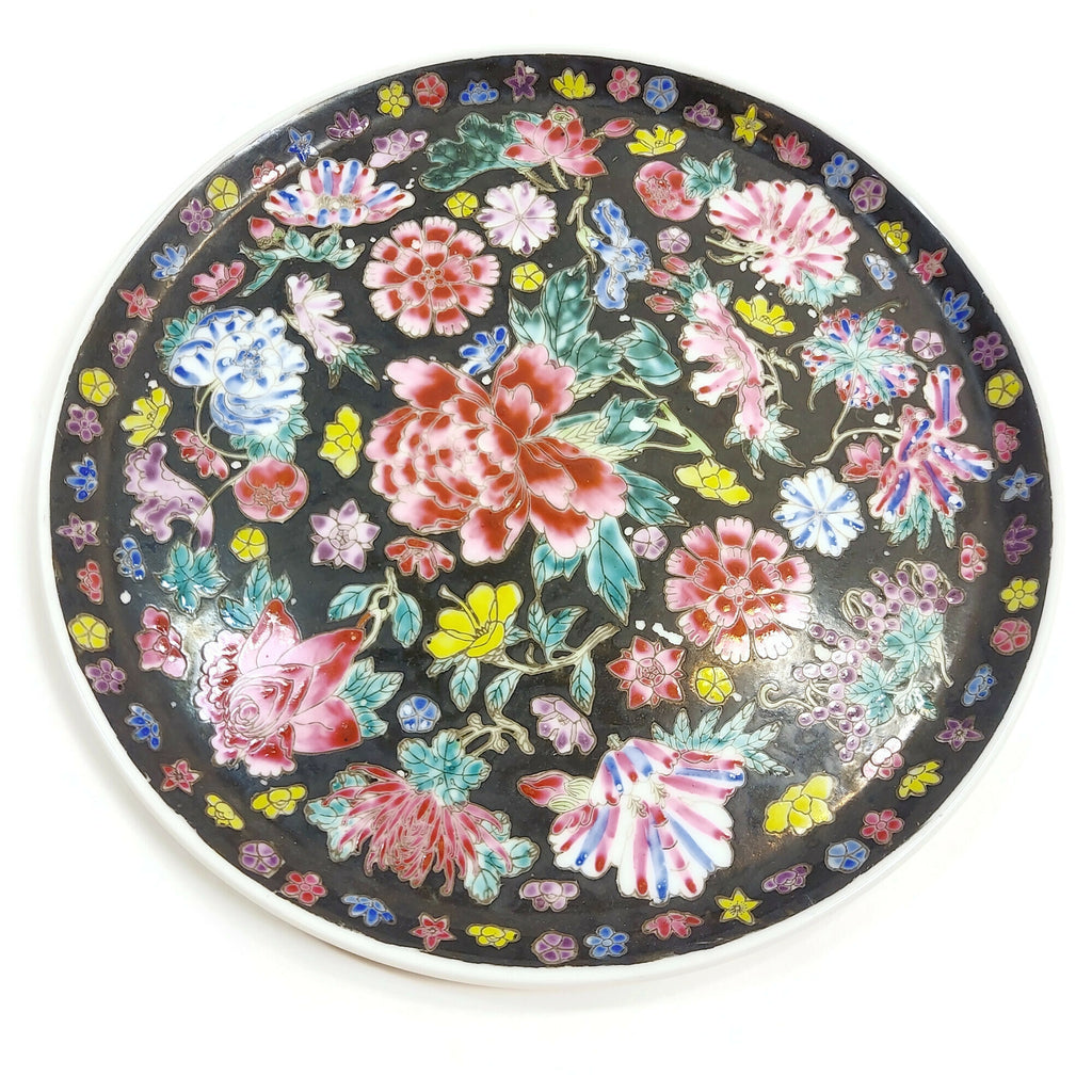 Vintage Floral Plate Trinket Hand Painted Dish Home Decorative