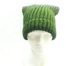 Winter Hat 100% Wool Knitted Handmade Unisex Warm Cap Skull Beanie Green Gift