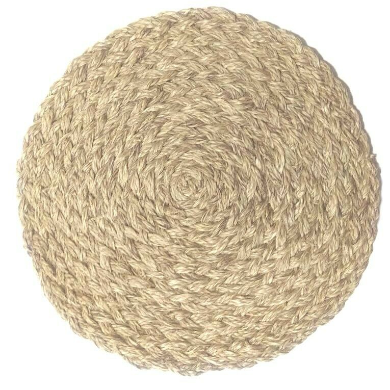 Natural Straw Wicker Woven Placemat Round Braided Tablemat Heat Resistant Mat