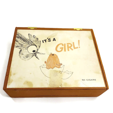 Vintage S. Frieder & Sons Co. "It's A Girl" Cigars Wooden Box Collectible