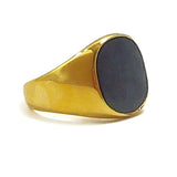 Unisex Ring Black Stone Gold Tone Color for Woman & Men Size 9