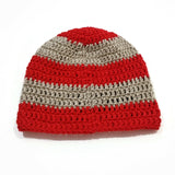 Unisex Handmade 100% Wool Knit Winter Warm USA Beanie Hat Orange/Beige