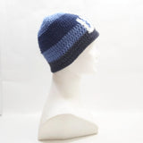 Unisex Handmade 100% Wool Knit Winter Warm USA Beanie Hat Blue/Gray
