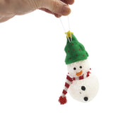 Snowman Christmas Tree Ornament Hanging Décor Holiday Seasons Gift Green Hat VTG