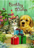 Birthday Wishes Greeting Card a Dog and a Cat