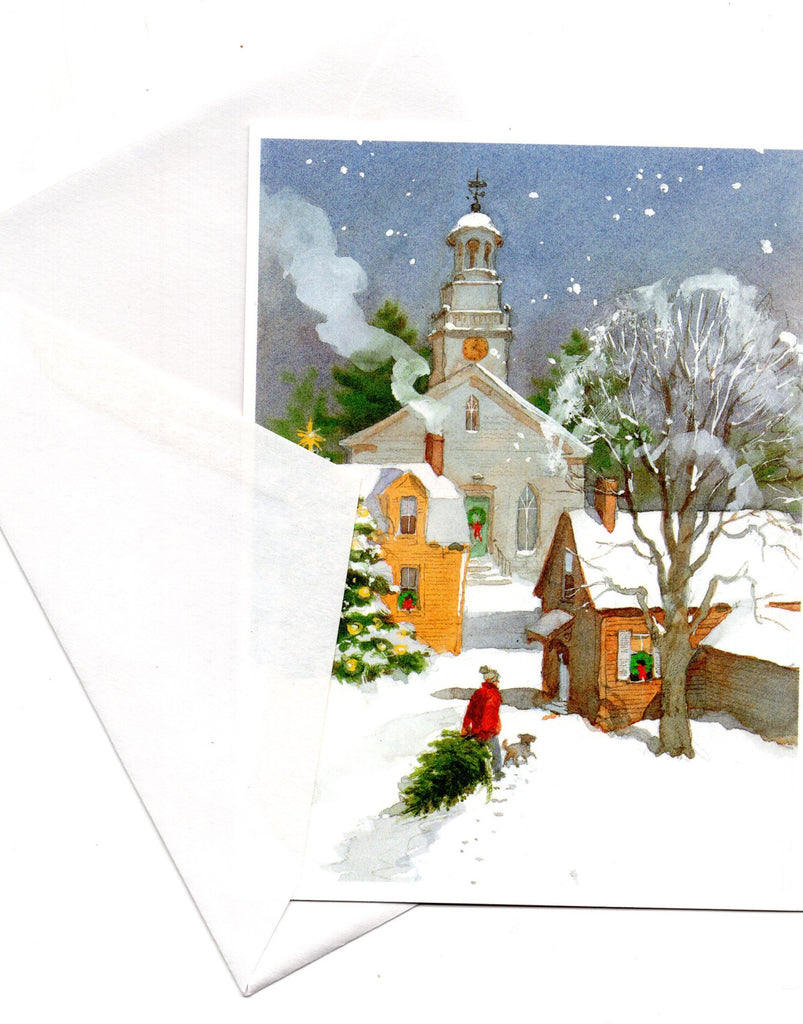 Bringing Home Christmas Tree Christmas Holiday Seasons Art Greeting Card Vintage