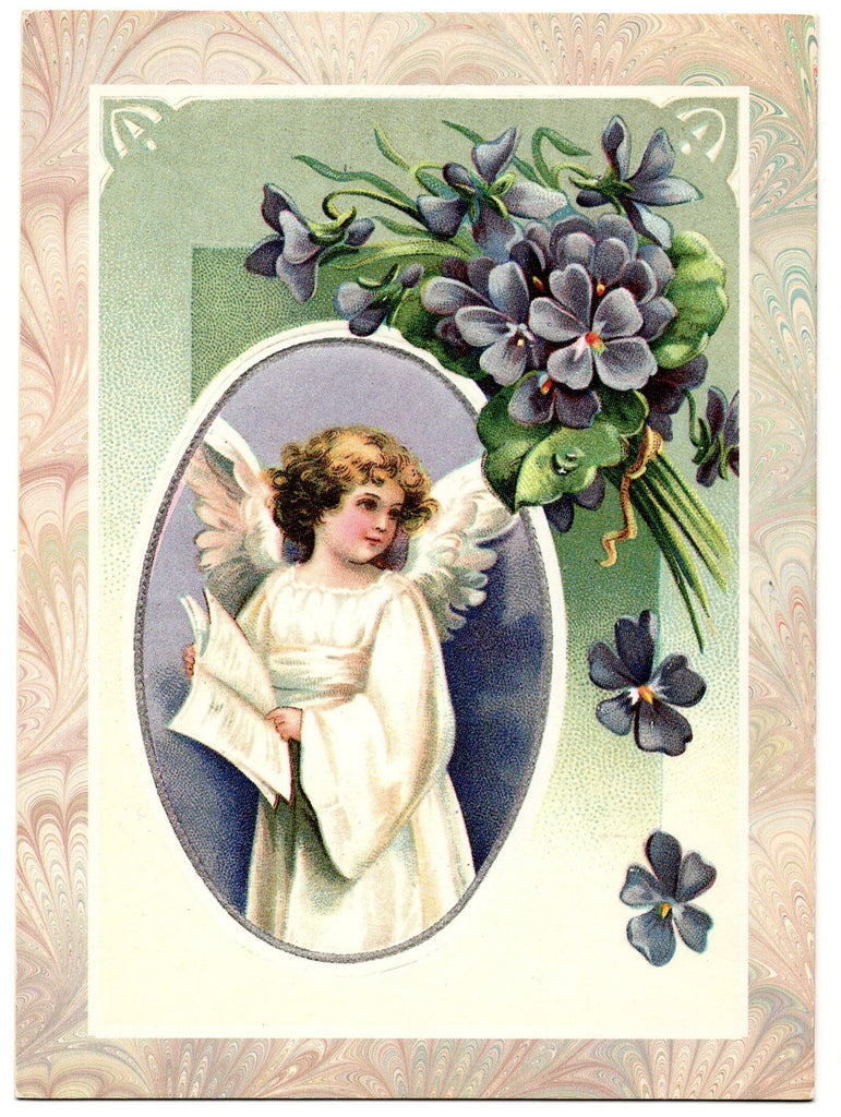 Vintage Christmas Angle Holiday Seasons Art Greeting Card