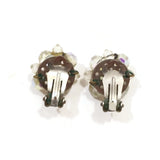 Clips Earring Vintage Clear Stone Floral Flower Clip 1"  Earring Gift for Her