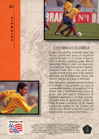 Colombia Team Upper Deck #321 World Cup USA '94 Soccer Sport Card