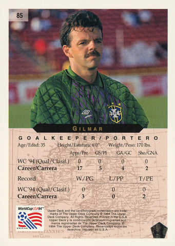 Gilmar Brazil Upper Deck #85 World Cup USA '94 Soccer Sport Card