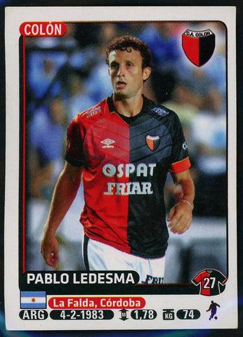 Pablo Ledesma Club Atletico Colon Argentine #117 Soccer Sport Card Panini