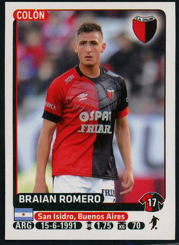 Braian Romero Club Atletico Colon Argentine #119 Soccer Sport Card Panini
