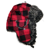 Bomber Trapper Aviator Hat with Earflaps Unisex Red / Black