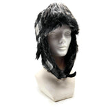 Bomber Trapper Aviator Winter Hat Unisex with Earflaps Black White