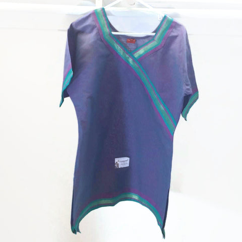 Gangotri Indian Handcrafted Short sleeves Women's Shirt Purple V-Neck