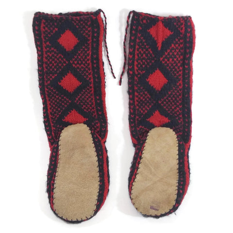 Women Crochet Knit Wool Slipper Boots Handmade House Shoes Indoor Booties