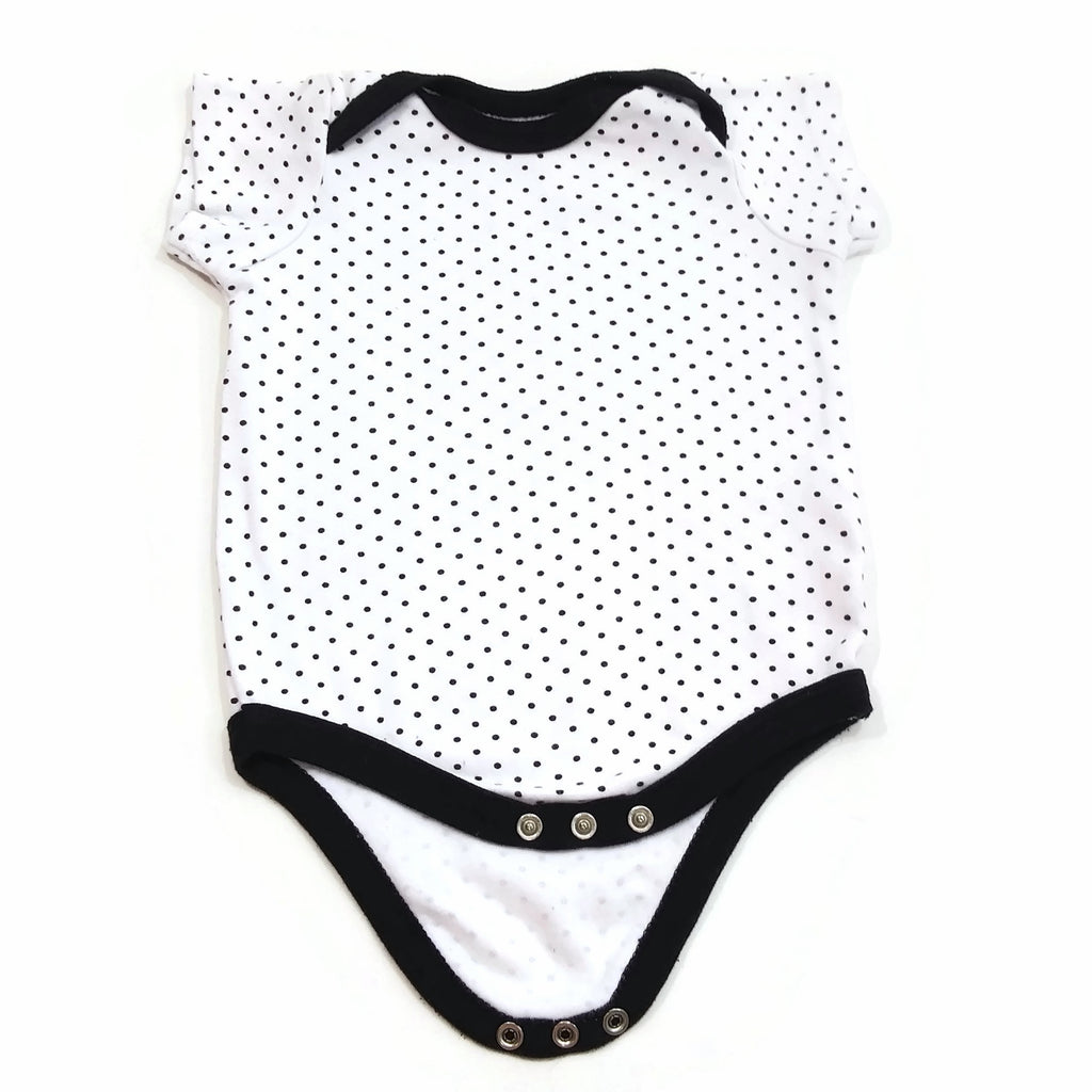 HB Baby Boy & Girl  3-6 Months OutFit Bodysuit Short One Piece White/Black Dots