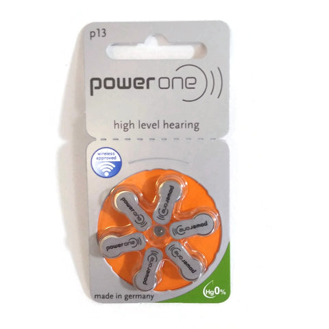 Power One Size 13 Hearing Aid Batteries P13 Wireless Approved Hg0% Pack of 54