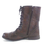 Steve Madden Women's Troopa Combat Boots Brown Leather Zip & Lace Up Gift F/Her
