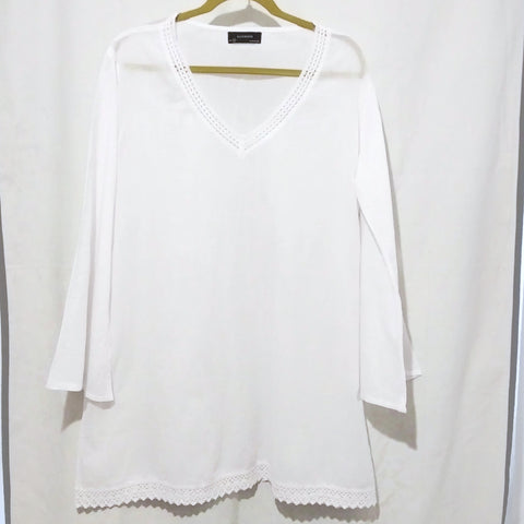 Women BACKWOODS Long Sleeve Loose Boho Baggy Tops Shirt Blouse White Size XL