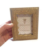 Vermeil Ornate Photo Frame Rectangle, Table Top / Wall Mounting Gold Tone