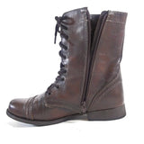 Steve Madden Women's Troopa Combat Boots Brown Leather Zip & Lace Up Gift F/Her