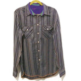 Men's EXPRESS Striped Casual Long Sleeve Dress Shirt Gray/Purple