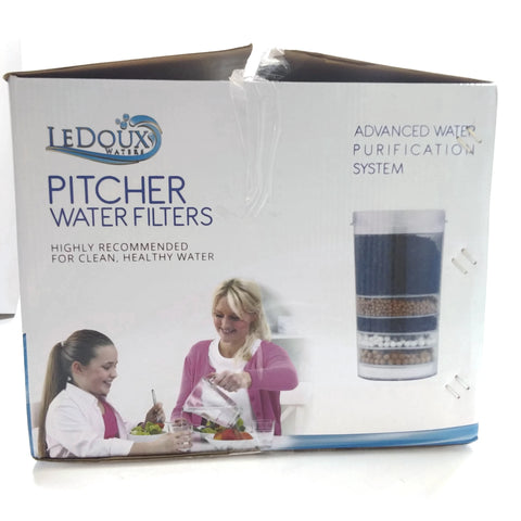 Ledoux Pitcher Water Purification Filter 5 Layer of Mineral Stones BPA Free 4Gal