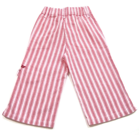 IKKS Girls Fashion Pink & White Striped Cropped Pants Size 4