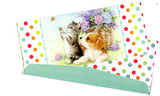Que Disfrutes tu Cumpleaños Happy Birthday Greeting Card Cat Dog & Butterfly