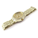 Unisex Men & Women Bracelet Wrist Gold Tone Color Watch W/Simulated Diamonds