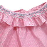 Jacadi Paris 18 Months Infant/Baby Girl Pink/White Striped Tunic Long Sleeves