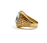 Men's Ring with Blue Stone Gold Tone Color Size 11.5