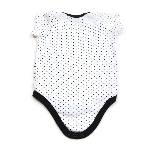 HB Baby Boy & Girl  3-6 Months OutFit Bodysuit Short One Piece White/Black Dots