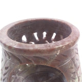Natural Oil Diffuser Soapstone Oil Burner Round Leaves 4" Handmade