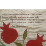 Silk Pillow Cover Yair Emanuel Jerusalem Embroidery Artwork Pomegranates Handmade