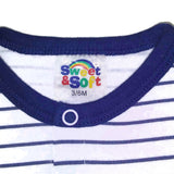 Baby Boy Sleepwear 3/6 Months One Piece Sweet & Soft White Blue