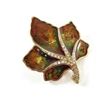Leaf Brooch Gold-Tone/Brown Dress Jewelry Decoration Lapel Pin Gift for Her VTG