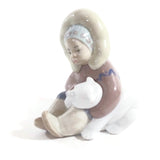 LLADRO Figurine Eskimo Girl Hugging a Polar Bear Vintage Collectible Statuette