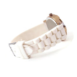Unisex Bracelet Watch With White Soft Flexible Silicone Band Wristwatch Goldtone