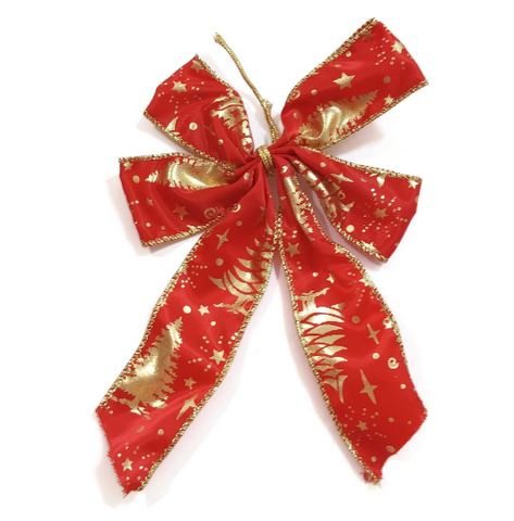 Wired Glitter Christmas Ribbon Bow Christmas Tree Decoration Ornaments Holidays