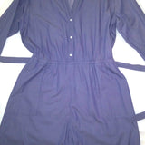 Women's Old Navy Utility Jumpsuit Waist Defined Chambray Pockets V Neck Long