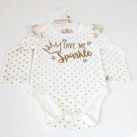 Baby Girl Duck.Duck Goose 6-9M Black/White/Gold  "Give me Sparkle" Outfit