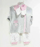 Baby Girl Long Sleeves Outfit 6-9 Months 3 Pieces Suit W/shoes Pink and Gray