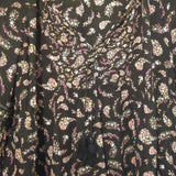Old Navy Women's Long Sleeve Black Floral Paisley Print Loose Blouse Top Size S